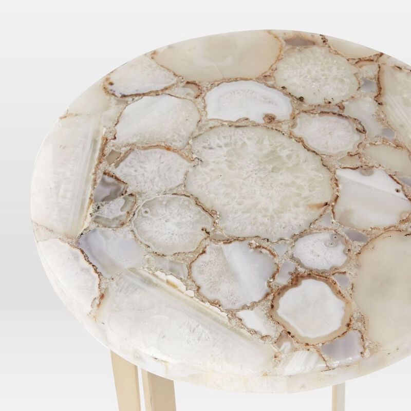 West Elm Agate Stone Top Side Table Antique Brass image number 1